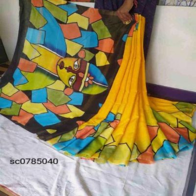 CHANDERI HAND PRINT SAREE