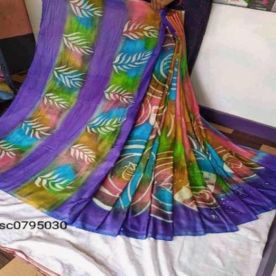 CHANDERI HAND BLOCK PRINT SAREE