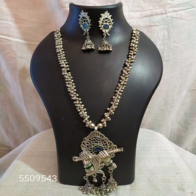 WOMEN’S STYLISH TRADITIONAL OXIDISE LONG NECKLACE SET