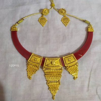 WOMEN’S STYLISH TRADITIONAL GOLDEN POLA NECKLACE SET